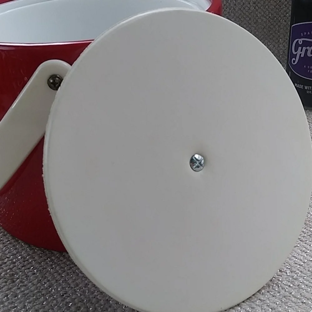 Perfectly Retro Mid-Century Modern Vinyl Red and White Ice Bucket with Lid